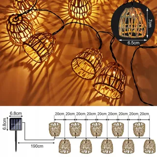YEAHBOOM 10x LED Solar Lampjes Rotan Buiten Balkon Tuin — miniatuur 2