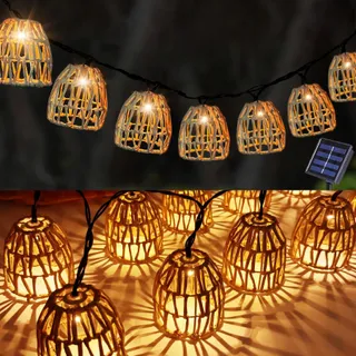 YEAHBOOM 10x LED Solar Lampjes Rotan Buiten Balkon Tuin — miniatuur 1