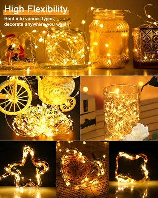 DALUGO Solar Lichtketting 50 LED 5M Warmwit Tuin Terras Bomen — miniatuur 5