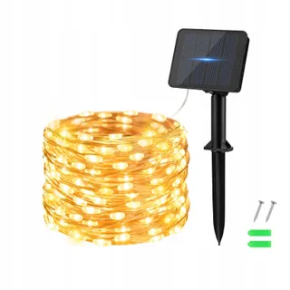 DALUGO Solar Lichtketting 50 LED 5M Warmwit Tuin Terras Bomen — miniatuur 1