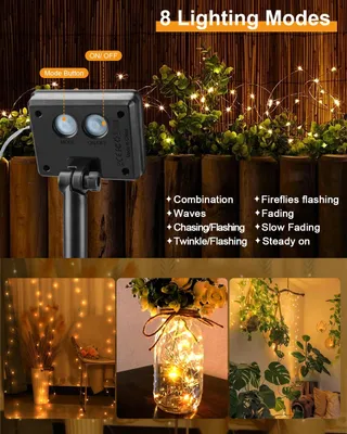 DALUGO Solar Lichtketting 50 LED 5M Warmwit Tuin Terras Bomen — miniatuur 4