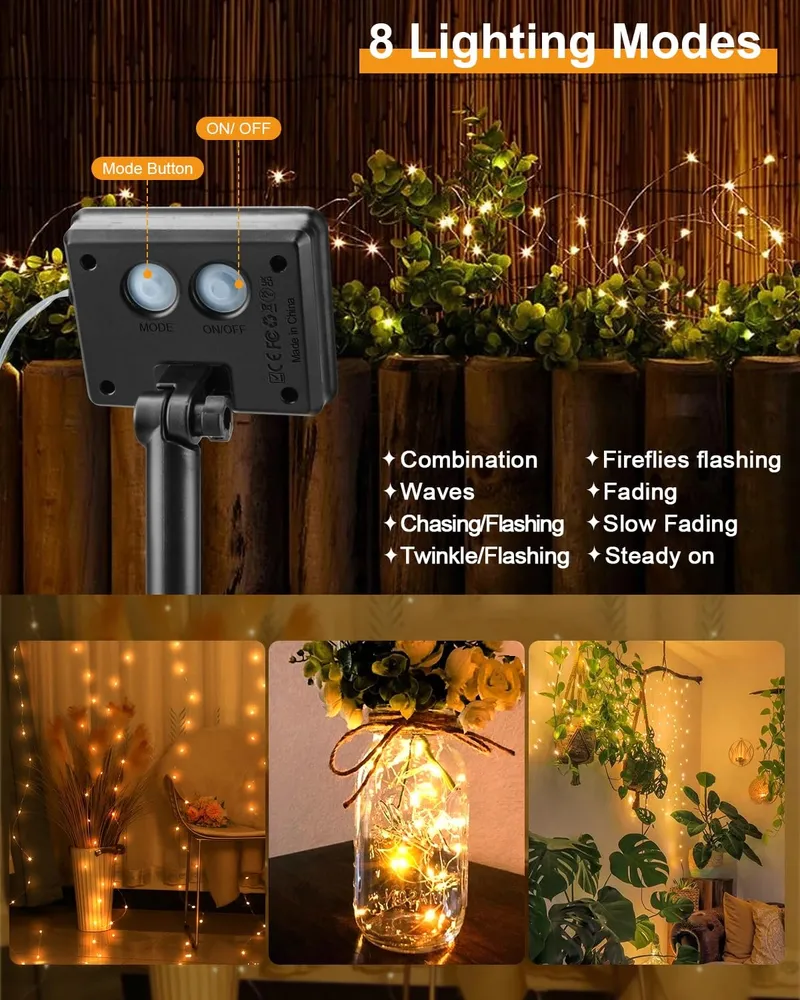 DALUGO Solar Lichtketting 50 LED 5M Warmwit Tuin Terras Bomen — foto 4