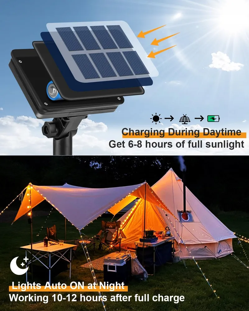 DALUGO Solar Lichtketting 50 LED 5M Warmwit Tuin Terras Bomen — foto 3