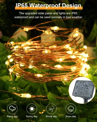 DALUGO Solar Lichtketting 50 LED 5M Warmwit Tuin Terras Bomen — miniatuur 2