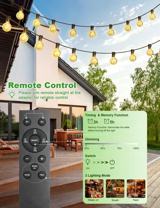 LED Lichtsnoer Buiten 20m Timer IP44 Waterdicht Balkon Tuin — miniatuur 5