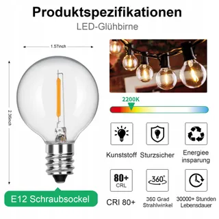 SUNSGNE G40 LED Lampen 25 Stuks Helder Terrasverlichting E12 C7 7W — miniatuur 2
