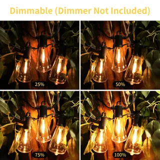 ZOTOYI LED Tuinlichtsnoer 15M 22 Lampen IP65 Waterdicht 2700K — miniatuur 2
