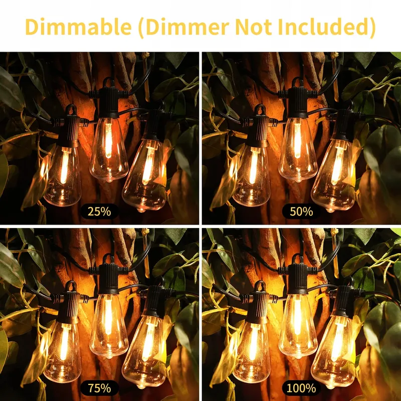 ZOTOYI LED Tuinlichtsnoer 15M 22 Lampen IP65 Waterdicht 2700K — foto 2