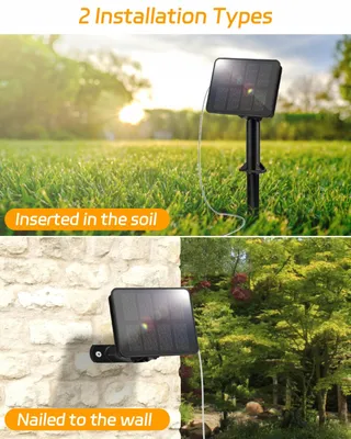 DALUGO Solar Lichtsnoer 12M 120 LED Warm Wit Tuin — miniatuur 6