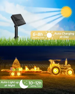 DALUGO Solar Lichtsnoer 12M 120 LED Warm Wit Tuin — miniatuur 2