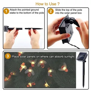 SOLARBETRIEBEN Bijen Buitenverlichting LED Waterdicht Tuin Terras — miniatuur 7