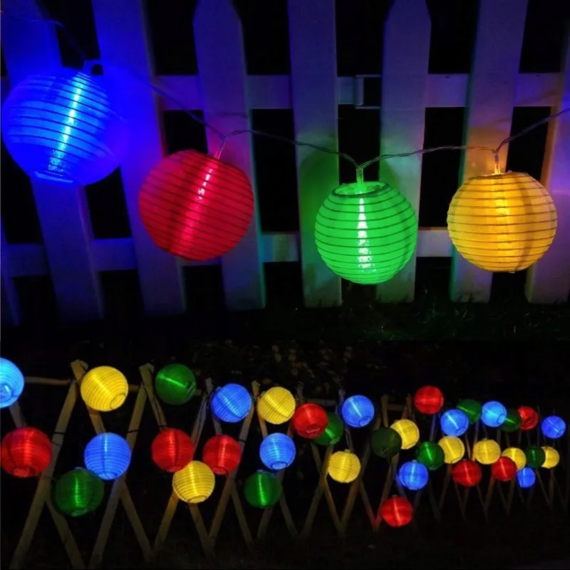 BAWOO Solar LED Lamp 6m 30 Kleurrijke Lantaarns Tuin Terras Waterdicht — foto 1