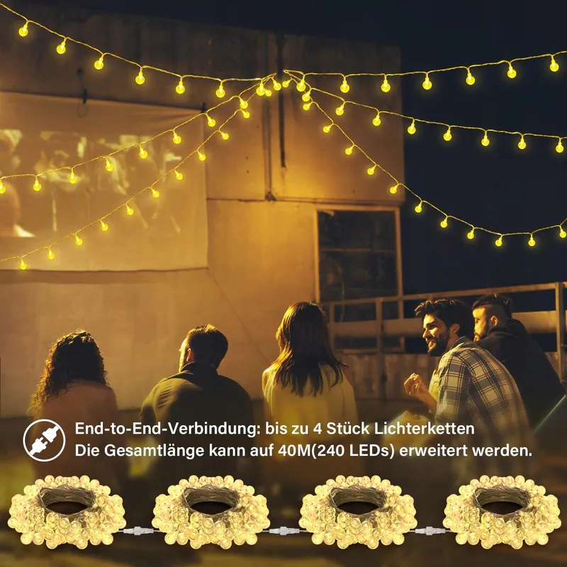STARRYEVER Lichtsnoer Buiten 120 LED 20m 24 Kleuren Kristallen Bollen — foto 6