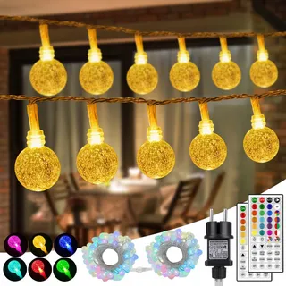 STARRYEVER Lichtsnoer Buiten 120 LED 20m 24 Kleuren Kristallen Bollen — miniatuur 1