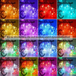 STARRYEVER Lichtsnoer Buiten 120 LED 20m 24 Kleuren Kristallen Bollen — miniatuur 9