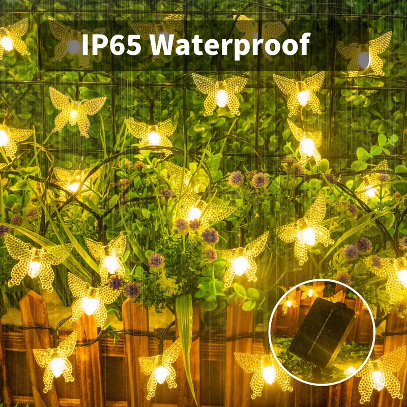 ISISYU Solar Lichtketting Vlinders 5M 20 LED Tuin Balkon Terras IP65 — foto 3