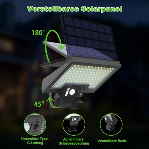 JESLED Solar LED Lampen 108LED Bewegingssensor IP65 Tuin Garage — foto 2