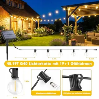 WARLISOU Solar Tuinlichtketting G40 14M Patio Balkon — miniatuur 4