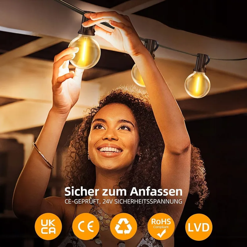 RETRO LIGHTS LED Lichtketting 30M Buiten Dimbaar Warm Wit Waterdicht — foto 7