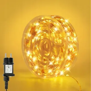 BOWFAR LED Lichtsnoer 10M 100 LED Warm Wit IP65 Waterdicht Buiten — miniatuur 1