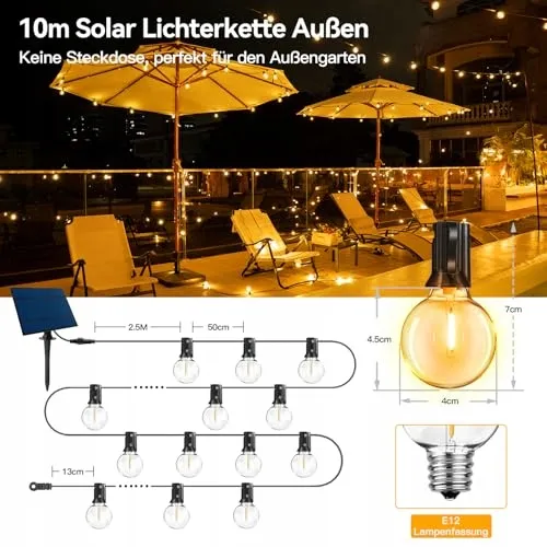 Solar Tuinlampjes 10M 17 LED IP65 Waterdicht Balkon Tuin — foto 5