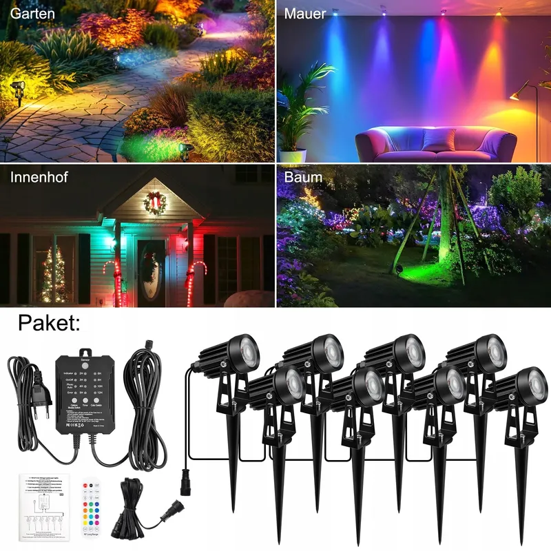 COOLWEST RGB Tuinspots met Afstandsbediening Lichtsensor IP65 24V — foto 9