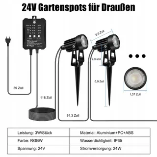 COOLWEST RGB Tuinspots met Afstandsbediening Lichtsensor IP65 24V — miniatuur 3