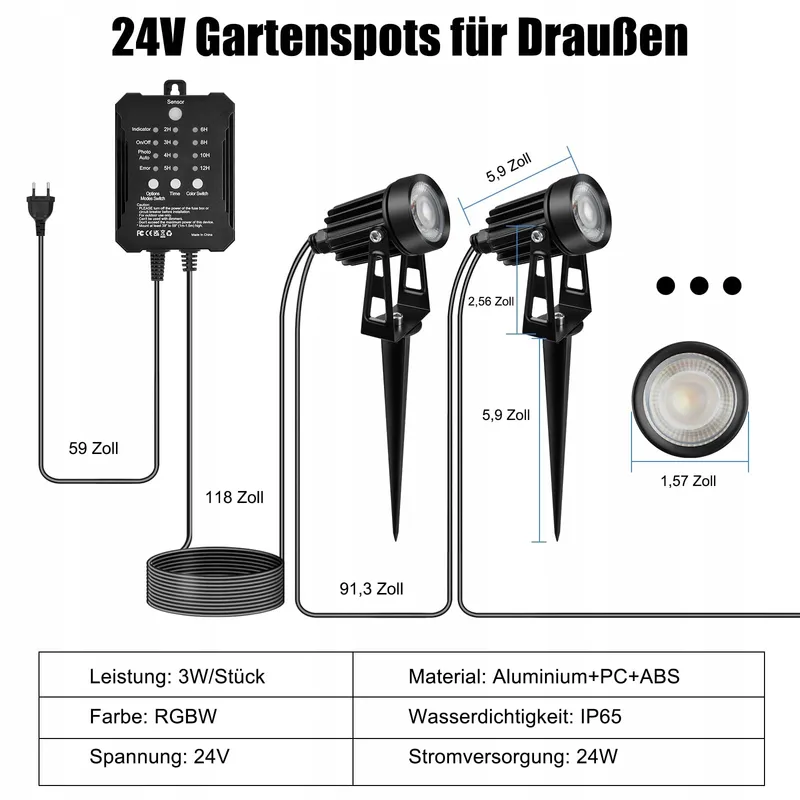 COOLWEST RGB Tuinspots met Afstandsbediening Lichtsensor IP65 24V — foto 3