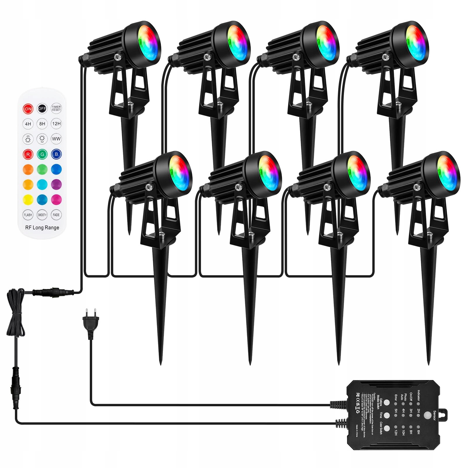 COOLWEST RGB Tuinspots met Afstandsbediening Lichtsensor IP65 24V