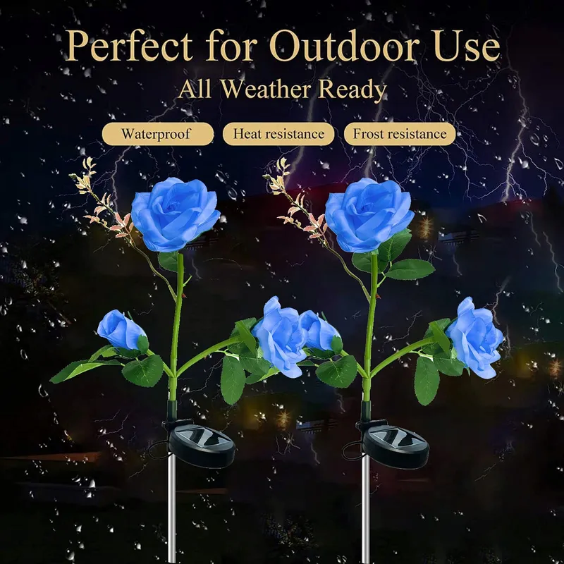XRR Solar Tuinlampen 2 Stuks Roos LED Waterdicht Blauw — foto 4
