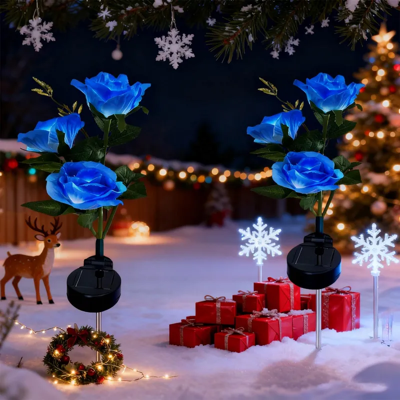 XRR Solar Tuinlampen 2 Stuks Roos LED Waterdicht Blauw — foto 7