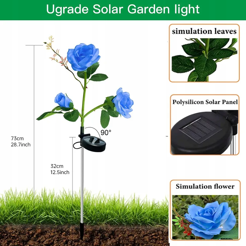 XRR Solar Tuinlampen 2 Stuks Roos LED Waterdicht Blauw — foto 6