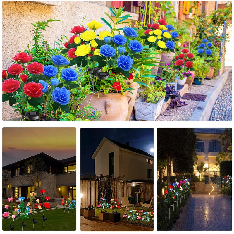 XRR Solar Tuinlampen 2 Stuks Roos LED Waterdicht Blauw — foto 8