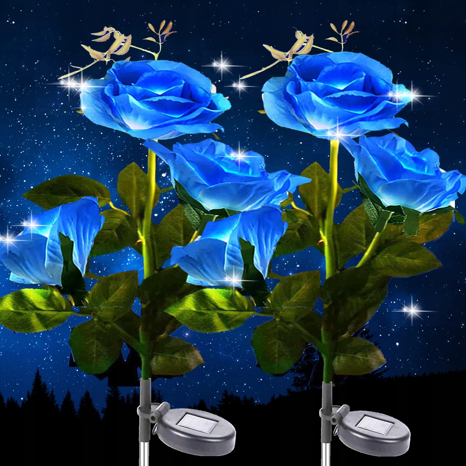 XRR Solar Tuinlampen 2 Stuks Roos LED Waterdicht Blauw