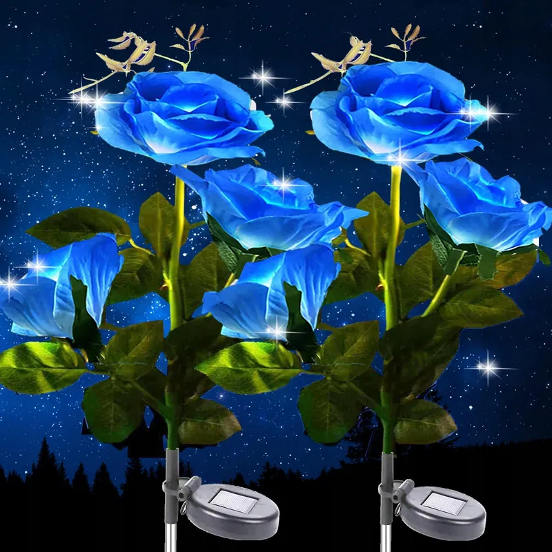 XRR Solar Tuinlampen 2 Stuks Roos LED Waterdicht Blauw — foto 1