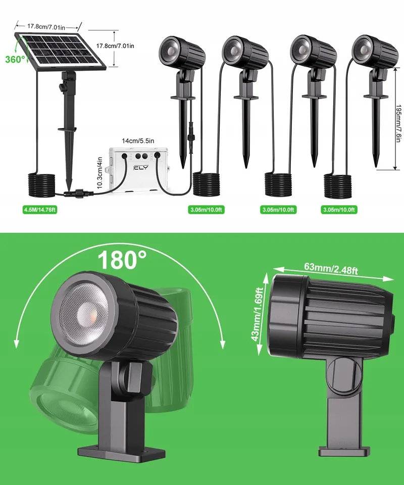 CLY Solar Tuinlamp Afstandsbediening 2 Modi 3 Standen IP66 Waterdicht — foto 8