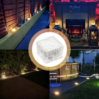 MEDOYOH Set 4 Solarlampen LED Glazen Blokjes Tuin Waterdicht — miniatuur 6