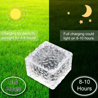 MEDOYOH Set 4 Solarlampen LED Glazen Blokjes Tuin Waterdicht — miniatuur 3