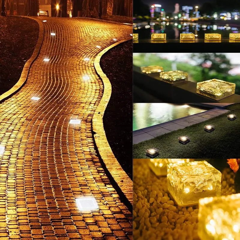 MEDOYOH Set 4 Solarlampen LED Glazen Blokjes Tuin Waterdicht — foto 7