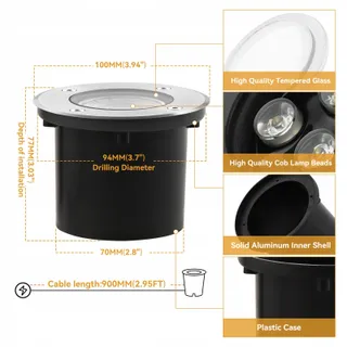 DAILYART Grondspots LED 4-Set 3W IP67 Tuin 3000K — miniatuur 2