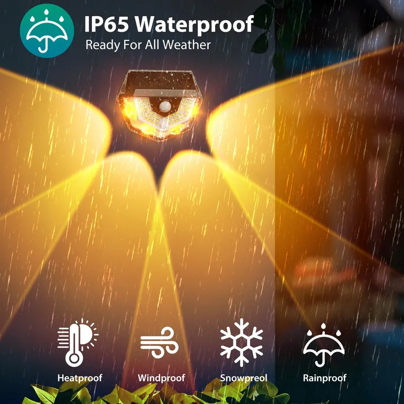 GOFFII Solar Buitenlampen met Bewegingssensor 4 Stuks IP65 Waterdicht — foto 6