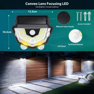 GOFFII Solar Buitenlampen met Bewegingssensor 4 Stuks IP65 Waterdicht — miniatuur 4
