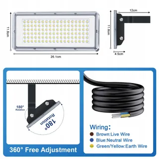 LED Schijnwerper 100W 10000lm IP67 7000K Koudwit — miniatuur 5