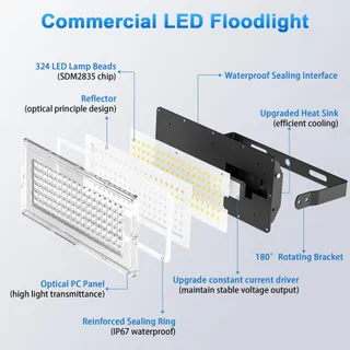 LED Schijnwerper 100W 10000lm IP67 7000K Koudwit — miniatuur 3