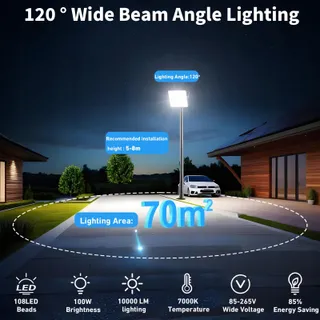 LED Schijnwerper 100W 10000lm IP67 7000K Koudwit — miniatuur 2