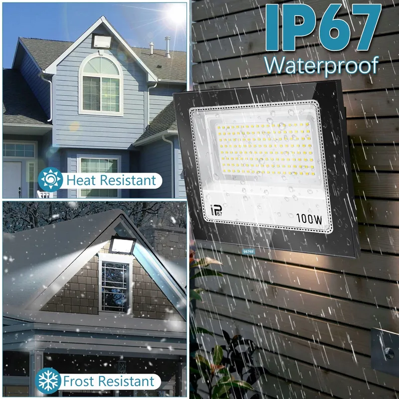 LED Schijnwerper Buiten 100W IP67 Superhel 10000LM 7000K Tuin — foto 4