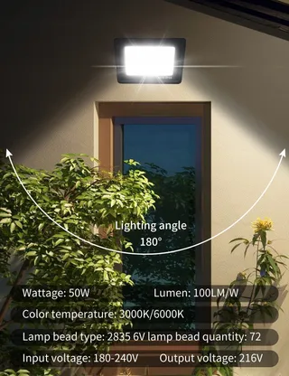 TREOIR LED Schijnwerper 50W 5000LM Warm Wit IP66 Waterdicht — miniatuur 5