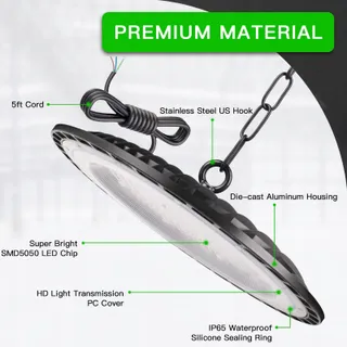 JINABLOSSY 100W UFO LED Industrielamp 6000K 10000LM IP65 Werkplaats — miniatuur 6