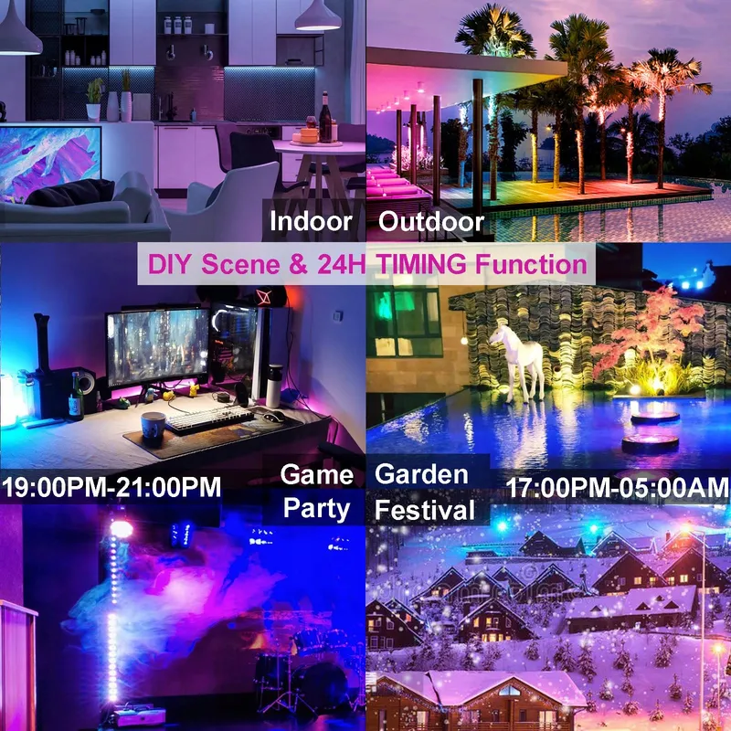 RGB LED Schijnwerper Buiten 80W Bluetooth App IP66 Waterdicht — foto 4