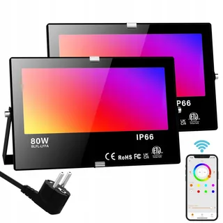 RGB LED Schijnwerper Buiten 80W Bluetooth App IP66 Waterdicht — miniatuur 1